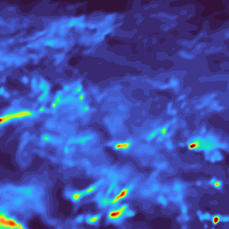 Three 5-minute frames of forecast rain over Nebraska and Kansas